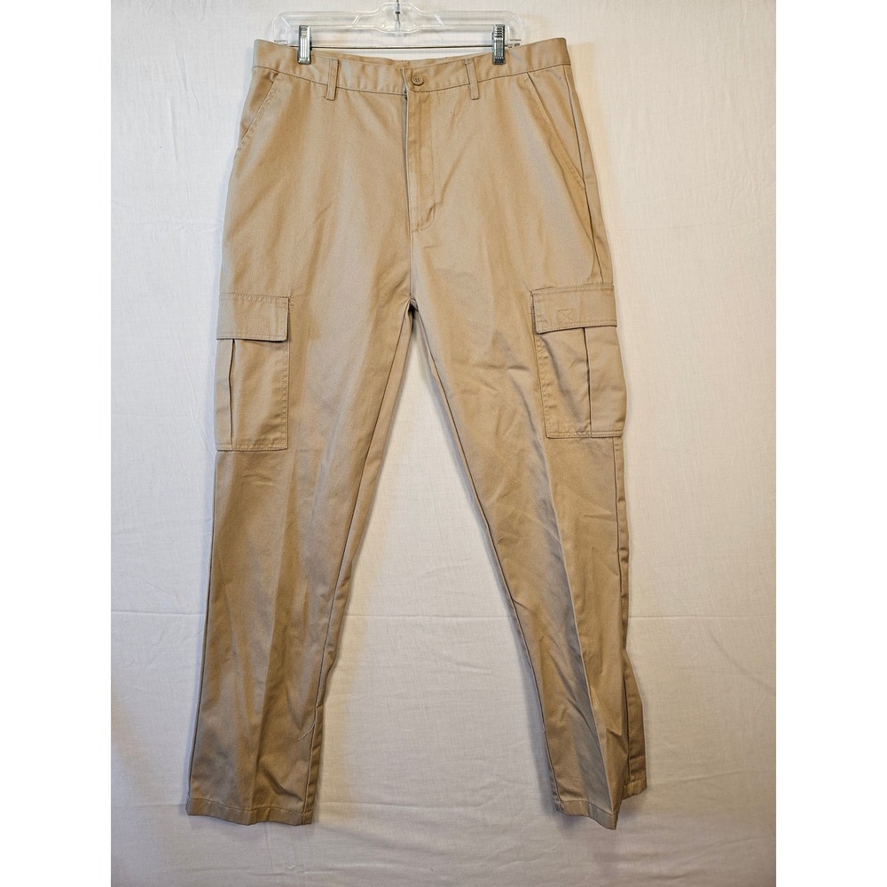 Galaxy by Harvic Mens Khaki Cargo Pants 36x32 Tan Cotton Blend Workwear Utility